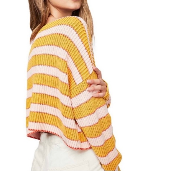 Free People Just My Stripe Sweater Sz M - Picture 2 of 9